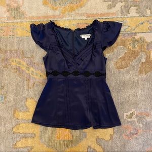Nanette Lepore | Navy Silk Blouse